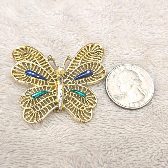 #469 Vintage Gerry's butterfly Brooch gold tone - Picture 6 of 6